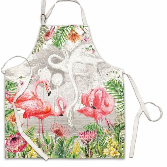 Michel Design Works Cotton Apron Flamingo NWT - Picture 1 of 2